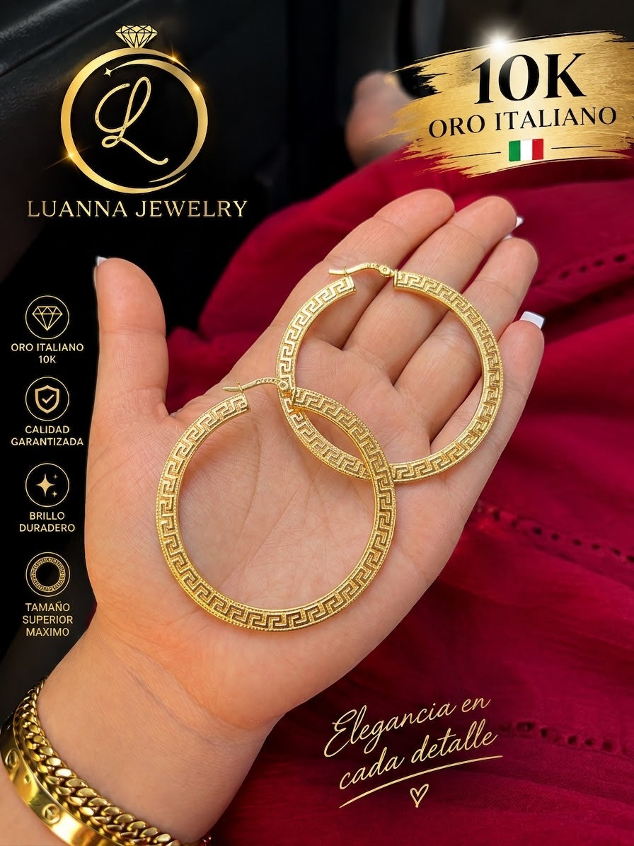 Argollas estilo versace 10k italiano